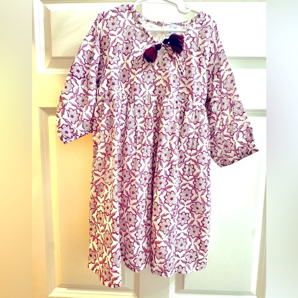 MER ST. BARTH NWOT Sz 6 Floral Patterned Dress with Tasseled Tie at Neck - Picture 2 of 4